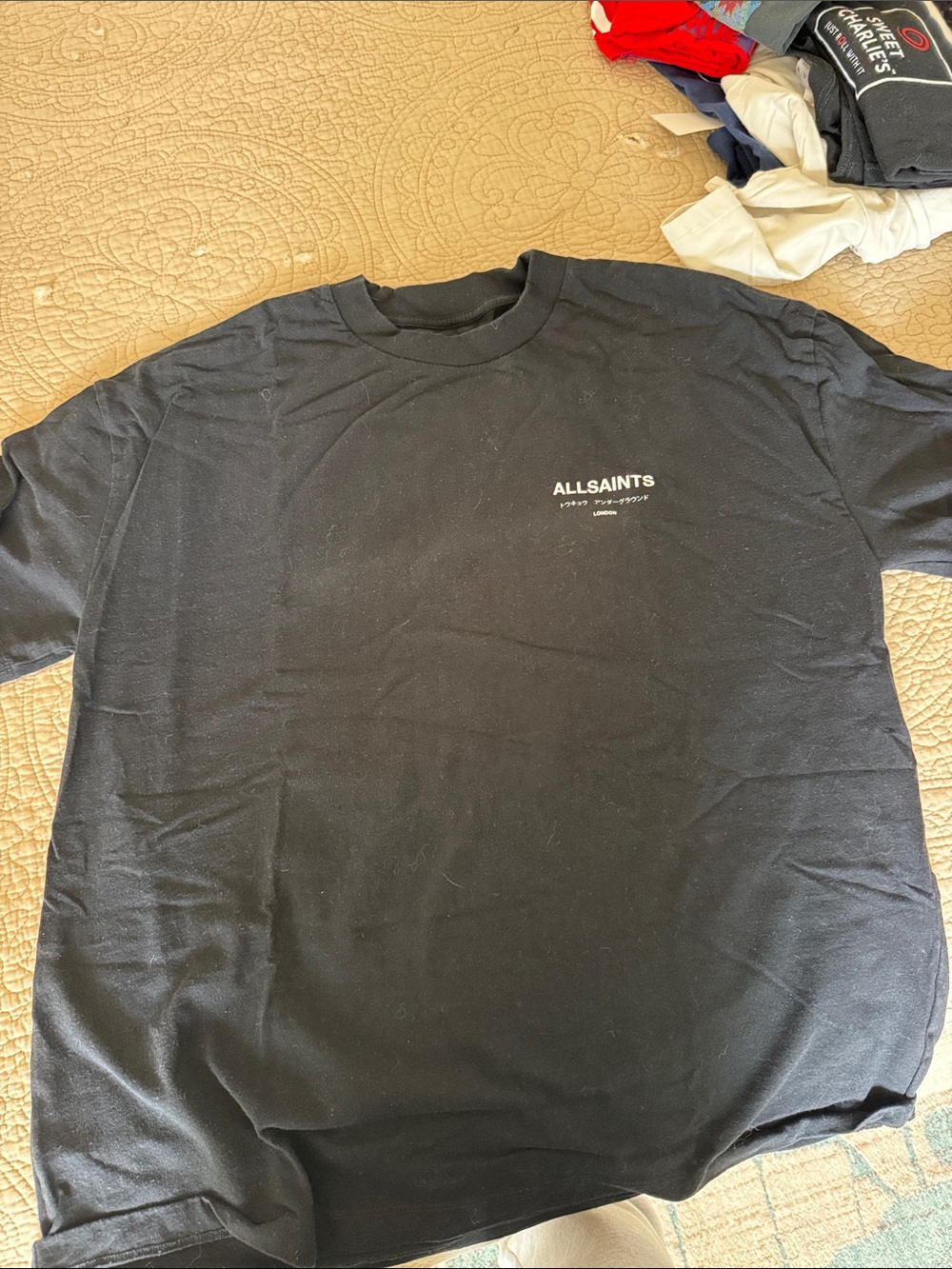 AllSaints Black Short-Sleeve Logo Tee